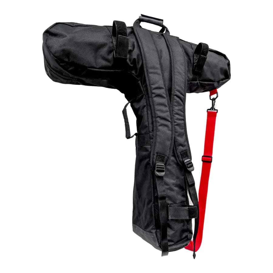 The CORE Scooter Travel Bag - Black by CORE is crafted for easy carrying and protection with its sturdy handles and red adjustable cross-body shoulder strap. Made from water-resistant material, this bag includes padded backpack-style shoulder straps to ensure your instrument stays safe during scooter travels.