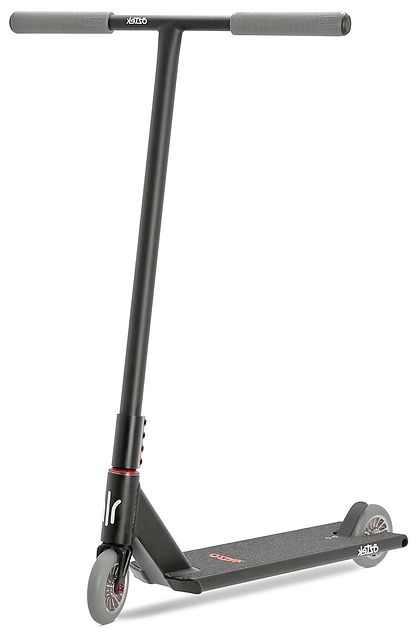 The Aztek Architect 2 Complete Stunt Scooter in Satin Black features a wide T-bar, durable metal deck, and small solid wheels—ideal for tricks, freestyle riding, and street use by urban riders.