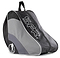 Introducing the SFR Ice & Skate Bag II - Black / Grey, a stylishly curved sports bag ideal for transporting ice skates. It boasts a large zipper and prominently displays the "SFR" logo on the side. A skater's silhouette enhances its look in the bottom corner, while its water-resistant design adds to its practicality.