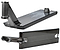 Two views of the Tilt Selects Gagliano Signature Clear Black Stunt Scooter Deck (6.5" x 22.2"): one highlights the engraved top and welds, while the other shows the clean, angular underside and rear dropouts made from 6061-T6 aluminium.