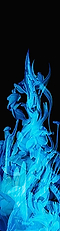Abstract blue flames swirl against a black background, similar to the intricate designs of Legacy's Inked Stunt Scooter Griptape - Blue Flame, forming fluid shapes that captivate the eye.