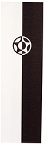 A vertical image with white on the left and black on the right, a central circle with intersecting shapes highlights the bold color split—perfectly suited for the Proto Split Star Stunt Scooter Griptape - Black by Proto.