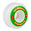 The Birdhouse Logo 51mm 99A Skateboard Wheels - Rasta feature a striking graphic design in vibrant green and red, prominently displaying the "Birdhouse" brand name in bold red lettering. Constructed from super high rebound urethane, these wheels are designed for excellent performance.