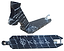 The Apex Pro Splatter Black/White Stunt Scooter Deck, measuring 4.5" x 17.5", showcases a striking black design with a white splatter pattern, available in both top and bottom views. The underside prominently displays the "KILLUX" logo. Designed for high performance, it features an angled front end and rear wheel bracket reminiscent of the Apex Pro Stunt Scooter Deck style.