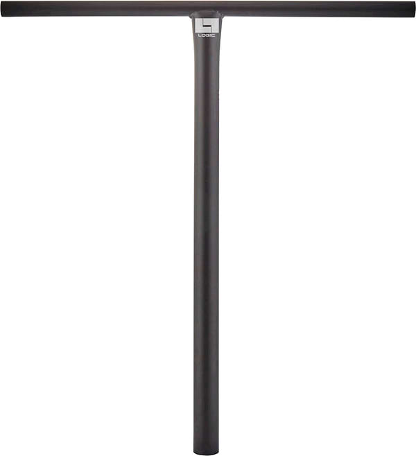 The Logic Streetz Steel Oversized HIC Stunt Scooter T-Bars in Black, measuring 660mm x 635mm, are expertly crafted from 4130 Chromoly Steel. These T-bars display a sleek and minimalistic design with the brand logo prominently placed near the center. The iconic "T" shape formed by the horizontal and vertical tubes makes them ideal for street scooters and HIC setups.