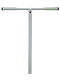 The Blunt Envy Thermal V2 Steel Oversized SCS Stunt Scooter Bars - Silver feature a T-shaped design with grip handles on both ends, delivering a sleek appearance ideal for any stunt scooter setup. Set against a white background, these 720mm x 620mm handlebars embody both style and functionality.