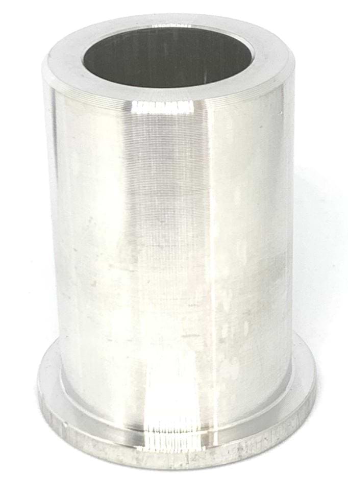 A sleek, cylindrical metal component made from Chromoly Steel, featuring a small flange at the base, stands upright against a white backdrop. Its smooth surface exhibits machining marks, hinting that it might be from the Logic Streetz Steel Standard IHC Stunt Scooter T-Bars - Black 660mm x 635mm, suitable for street scooters.