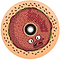 This whimsical design is showcased on the Chubby 110mm Hollowcore Stunt Scooter Wheel - Burger Boy, featuring a burger-themed hollowcore wheel with a cartoon face. The design includes a sesame seed bun, lettuce, tomato, and patty with eyes and mouth, while the word "CHUBBY" is prominently displayed in red on the patty. The hollow center enhances its lightweight appeal.