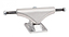 The Bullet Silver Skateboard Trucks (Pair) - 130mm, by Bullet, showcase a sleek design with a durable baseplate and two axle ends for wheel attachment, displayed on a plain white background.