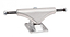 The Bullet Silver Skateboard Trucks, sold as a pair and measuring 150mm, feature black axles and mounting holes. The durable baseplate is engraved with text and designed to fit seamlessly onto a skateboard deck. Ideal for individuals looking for low-profile skateboard trucks that combine performance with style.