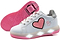 Breezy Rollers Blast Shoes - Pink by Breezy Rollers are white children’s sneakers with pink light-up soles, glittery pink heart designs, extra small heart graphics, white laces, and a patented heel wheel system.