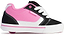 The Heelys Pro 25 V2 Girls Shoes by Heelys in black, white, and pink feature white laces, visible stitching, and a small heel wheel—ideal for anyone who loves retro-inspired footwear with '90s vibes.