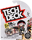 A Tech Deck 96mm M54 Fingerboard - Sandlot Times, in its packaging, displays bold “TECH DECK” branding, a cartoon face graphic with "Manny Santiago," authenticity labels, and safety warnings clearly on the front.