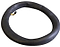 The Revvi Electric Bike Replacement Inner Tube - 12", by Revvi, is a black rubber inner tube with a brass valve stem, ideal for Revvi electric bikes or motorcycles, displayed on a white background.