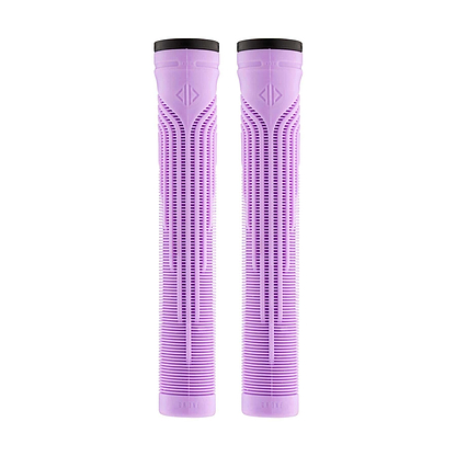 Introducing Drone Acolyte Lilac Stunt Scooter Grips by Drone: 180mm silicone grips with a futuristic pattern, offering enhanced grip and ultimate comfort in a stylish purple design with black ends.