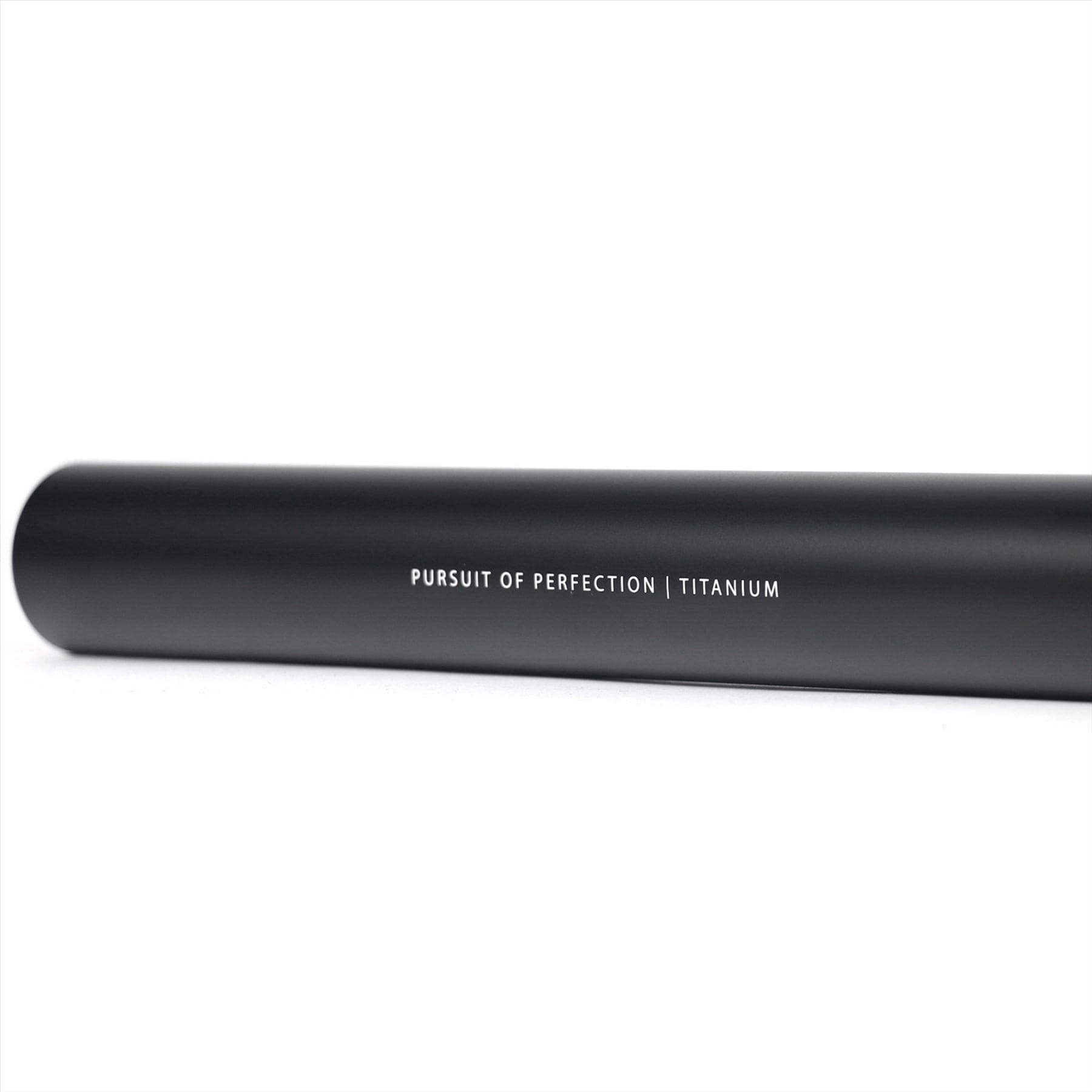 A stylish, cylindrical black item prominently featuring the phrase "PURSUIT OF PERFECTION | AIR Titanium" in white lettering against a simple white background. Expertly designed as lightweight handlebars for Root Industries AIR Titanium Oversized HIC Stunt Scooter Bars - Black, measuring 660mm by 600mm.
