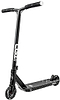 The CORE CG1 Mini Complete Stunt Scooter - Black by CORE features a T-shaped handlebar, small solid wheels, and a textured grip deck with white branding—perfect for kids seeking a sleek, minimalist ride at the skatepark.