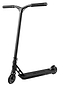 The Root Industries Type R GT Complete Stunt Scooter in black showcases a sleek design and features a high-rise handlebar with textured grips, a flat deck with a non-slip surface, and two small wheels with patterned rims. Renowned as the lightest pro scooter, its minimalist frame is both sturdy and reliable.