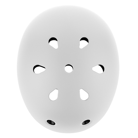 The CORE Action Sports Skate / Scooter Helmet in white features six teardrop-shaped vents around a central hole, offering pro-level reliability and style for riders.