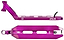 Two views of the CORE Apollo Purple Stunt Scooter Deck - 5": a side angle showing mounting holes and "CORE" branding, plus a bottom view with cutouts, brake, and rear wheel slot. Durable metallic purple finish.