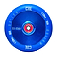 Product Data:
A close-up of the CORE Hollow Core V2 110mm Stunt Scooter Wheel in blue highlights its red ABEC-9 bearings. The wheel's Hollow Core Design is emphasized, featuring a 110mm diameter and an 88A hardness rating, with "CORE" and "Hollow" prominently displayed in white lettering.