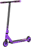 A black and purple CORE CB1 Beginner Complete Stunt Scooter by CORE stands upright on a white background, featuring a T-bar handle, two wheels, and a textured foot deck. Designed especially for young riders, this kids trick scooter is perfect for beginners looking to build confidence while mastering new stunt skills.