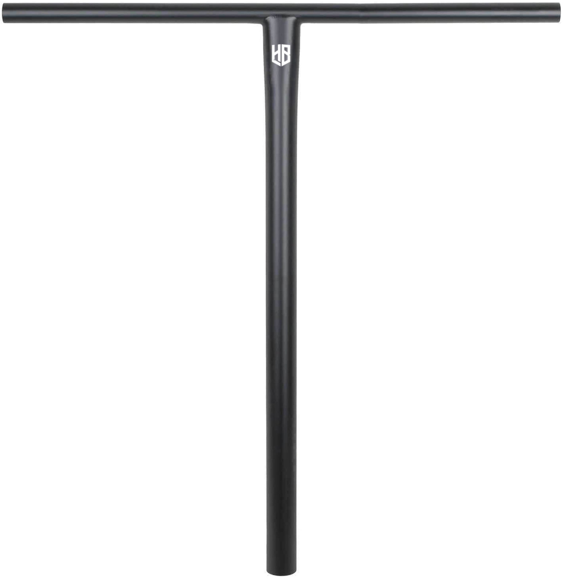 CORE Halfbarz V2 Titanium Oversized HIC Stunt Scooter T-Bars in black and chrome, featuring a black horizontal bar and a metallic vertical down tube with an HB logo.