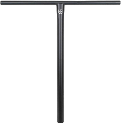 CORE Halfbarz V2 Titanium Oversized HIC Stunt Scooter T-Bars in black and chrome, featuring a black horizontal bar and a metallic vertical down tube with an HB logo.