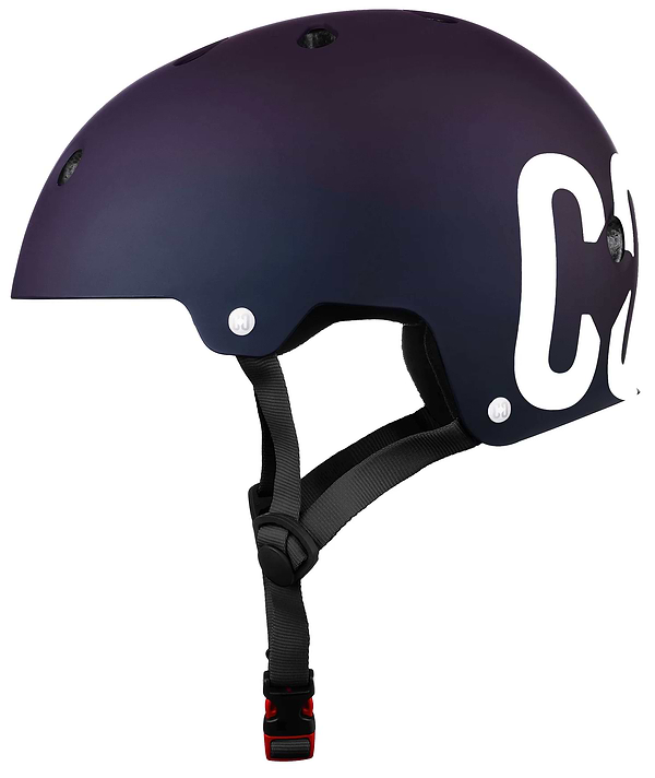 The CORE Street Skate / Scooter Helmet - Neo / White features a matte black finish, ventilation holes, adjustable chin straps, and a white CORE logo on the side—combining safety and street style perfectly.
