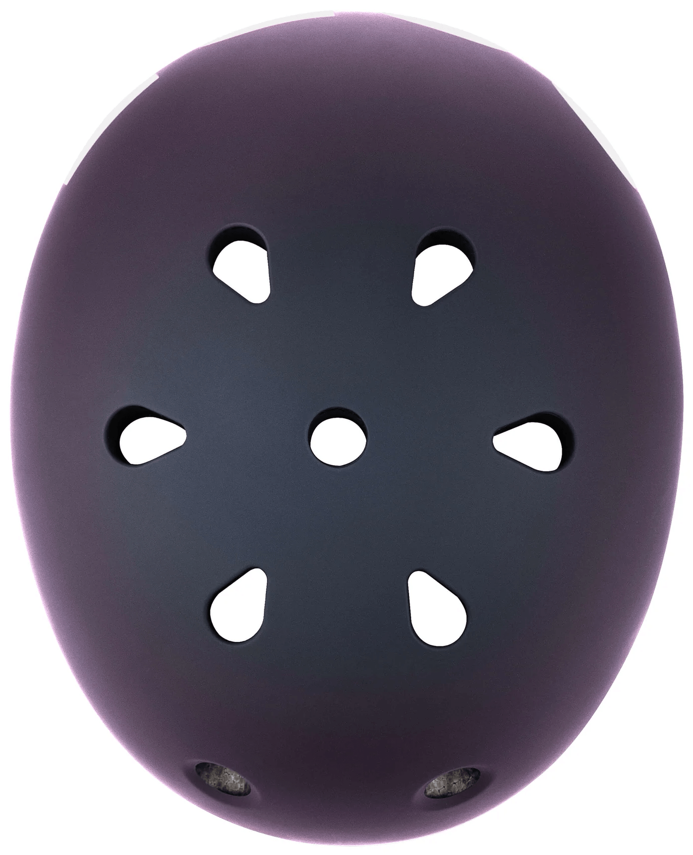 A top view of the CORE Street Skate / Scooter Helmet - Neo / White shows its matte finish, six teardrop-shaped vents, one round central vent, and the signature CORE helmet design.