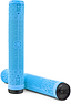 A pair of light blue CORE Skinny Boy Sky Blue Stunt Scooter Grips (170mm), made from durable rubber with textured lines and black end caps, featuring the “CORE” logo embossed on each side. Inspired by the classic design of CORE’s Skinny Boy grips, one grip stands upright while the other rests horizontally in front.