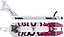 Here’s a rewritten version of your sentence using the provided product data: Two perspectives of the CORE SL3 Forged Brandon Tang Signature Stunt Scooter Deck—5.25″ x 19.3″: The side view reveals a streamlined silver metal frame, while the top view features striking black, white, and pink graphics. Prominent “TANG” and “SL3” branding make this deck from CORE both visually impactful and ready for high-performance rides.