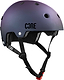 Introducing the CORE Street Skate / Scooter Helmet - Neo / Black by CORE, featuring a matte black and purple gradient finish with ventilation holes, black straps, and a red buckle—ideal for skateboarding or biking.