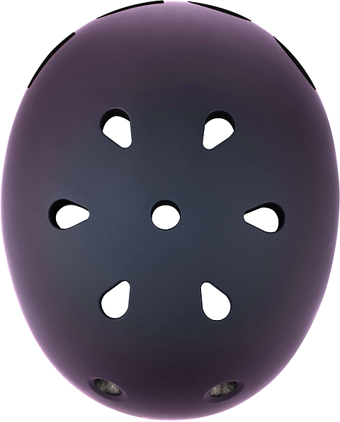 A top view of the CORE Street Skate / Scooter Helmet in Neo / Black shows its matte finish, six teardrop-shaped ventilation holes, and a central round vent—thoughtfully designed for safety and airflow. This street helmet reflects the trusted quality associated with CORE helmets.