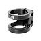 The CORE Venom 2 Bolt Oversized Stunt Scooter Clamp in black consists of two circular bolts and prominently displays the "CORE" branding. It is designed as an oversized double clamp with two screw holes for secure fastening.