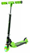 The CORE Foldy Kids LED Foldable Scooter in Black and Green presents a bold green deck coupled with adjustable handlebars and a sophisticated black stem. It features a front wheel adorned with vibrant LED lights, enhancing its contemporary look. Ideal for children and teens, this scooter melds entertainment and practicality into one convenient, foldable design.