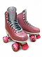 The Supreme Del Rey Adjustable Quad Roller Skates - Pink by Supreme feature sparkly pink glitter, gray laces, pink wheels, and silver glittery tongues, shown against a white background.