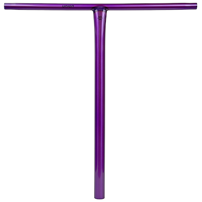 The Union Uniq T Steel Oversized HIC Stunt Scooter Bar in polished purple (650mm x 600mm) features a durable vertical bar with a top crossbar—perfect for riders seeking performance and style.