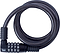 The Longway Code Spiral Scooter Lock by Longway is a coiled black lock with a combination dial showing 6, 7, 8, and 9. Ideal for scooters, it can also secure bicycles or other valuables.