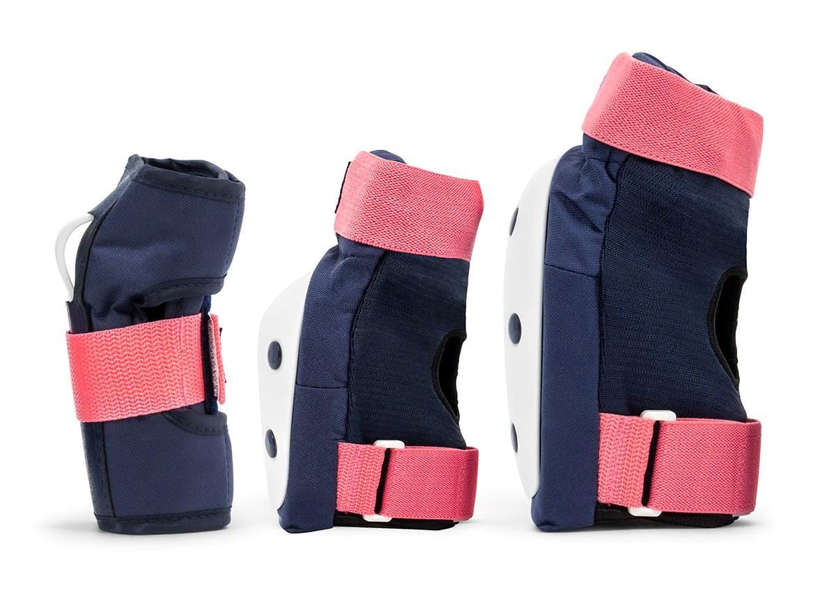 The REKD Heavy Duty Triple Skate Protection Pad Set - Blue / Pink wrist guards.