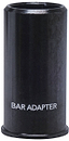 A stylish black cylindrical bar adapter with the phrase "BAR ADAPTER" elegantly printed on its glossy surface, seamlessly compatible with IHC bars, known as the Dial 911 SCS Scooter Bar Adapter - Standard Sized by Dial 911.