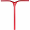 The Ethic DTC Dryade 67 Aluminium ICS/IHC Stunt Scooter Bars in a T-shape design feature a slightly curved top bar and a central vertical bar for support. These red scooter handlebars, measuring 670mm by 580mm, boast a sleek metallic finish and are renowned for their lightweight construction, offering superior performance on any ride.