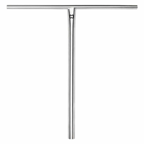 The CORE Nova Halfbarz V2 Titanium Oversized HIC Stunt Scooter Bars (680mm x 630mm) feature a black/raw finish, vertical stem, horizontal top bar, and central cut-out design. Made from titanium for strength and lightness.