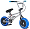 The Wildcat OG 3A Mini BMX Bike - Galaxy Blue features thick blue PRO Street 65PSI tyres, chrome frame with "WILD G," chromoly handlebars, black pedals, blue grips, and training wheels for stability.