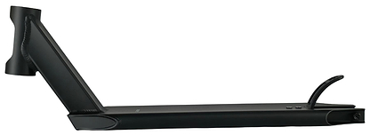 The Union Classic Pro Black Stunt Scooter Deck (4.75") by Union is shown in a side view against a white background, highlighting its angled headtube, flat foot platform, and curved rear brake.