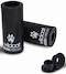 The Wildcat Pro Mini BMX Pegs - Black include two Chromoly pegs with Wildcat branding and a paw print, plus two small black adapters. Designed for bike axle installation, they're built for durability.