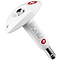 The Bones Skateboard Bearings Tool - White features a T-shaped design with a metal tip, red and white cross symbols, integrated bearing press functionality, and the "Bones" logo printed on one side, offering an innovative blend of style and performance.
