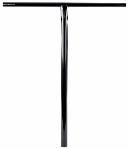 The Ethic DTC Tenacity V2 Steel HIC Stunt Scooter T-Bars in Black Mirror (720mm x 600mm) feature a lightweight, durable steel T-shape design by Ethic, shown on a white background.