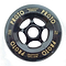 The Proto Gripper 110mm Stunt Scooter Wheel in black, featuring a five-spoke design, highlights gold text that reads "Performance Urethane," "PROTO," and "110 mm." Lightweight at only 220g, it boasts the innovative BUFF Core Technology and proudly displays "Made in USA.