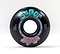 A black Enuff Super Softie 58mm 85A Skateboard Wheel features vivid graffiti-style text that reads "Super Soft 85a" and "Enuff Skateboards," set in a stylish font. The unique 85A compound of this wheel is perfectly highlighted against a plain white backdrop.
